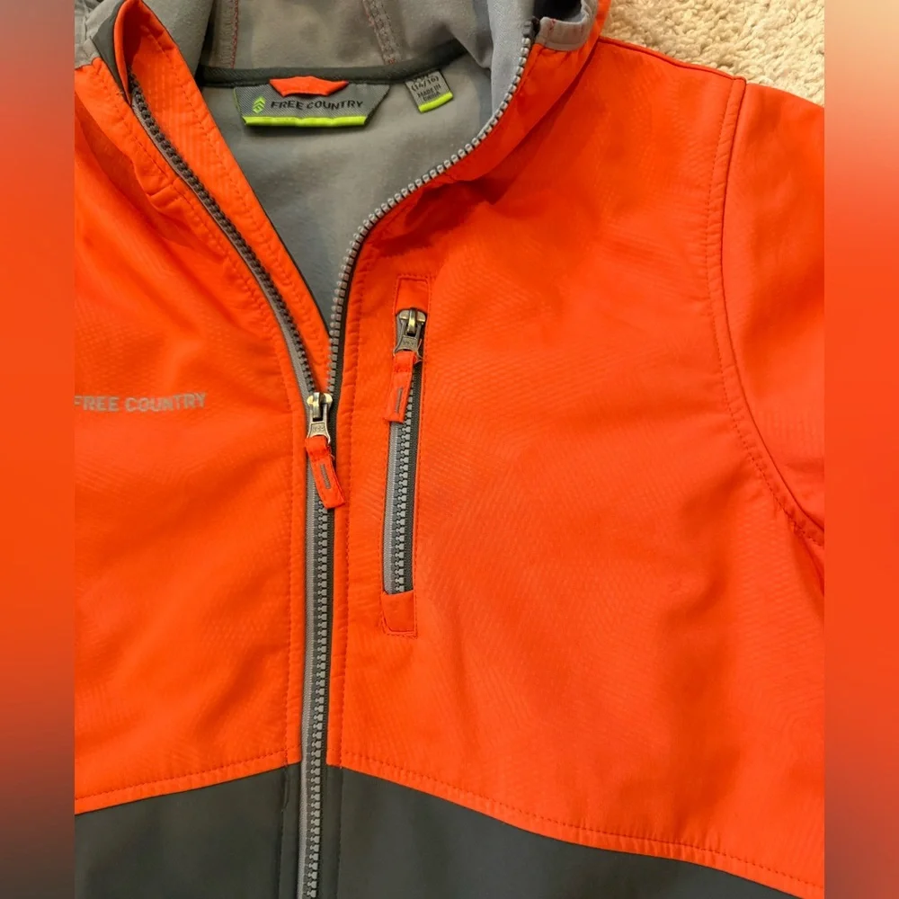 Free Country SZ XXL 14-16 boys orange/grey hooded jacket. Like new